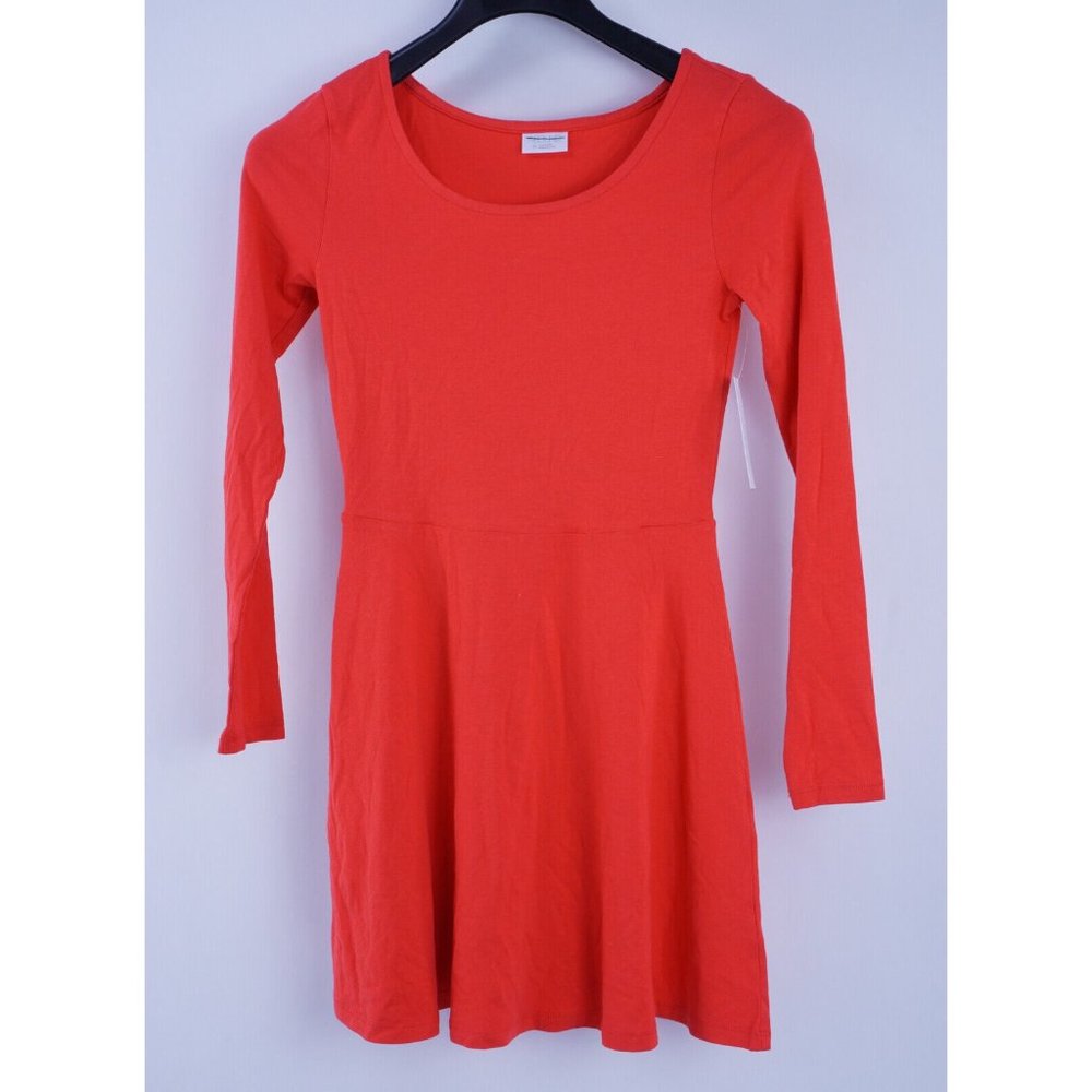 New Abound Women's XS Long Sleeve Red Cotton Rayon Jersey Lightweight Mini Dress